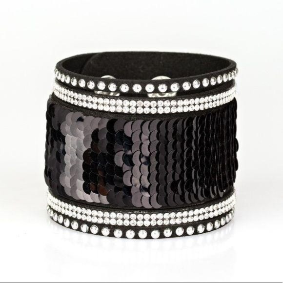 MERMAIDS Have More Fun Pink Sequin Black Bracelet - Picture 2 of 2